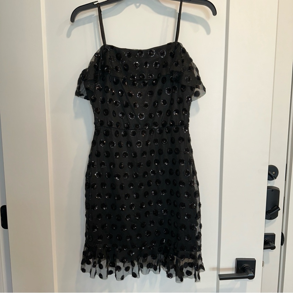Elegant Black Polka Dot Sequin Dress